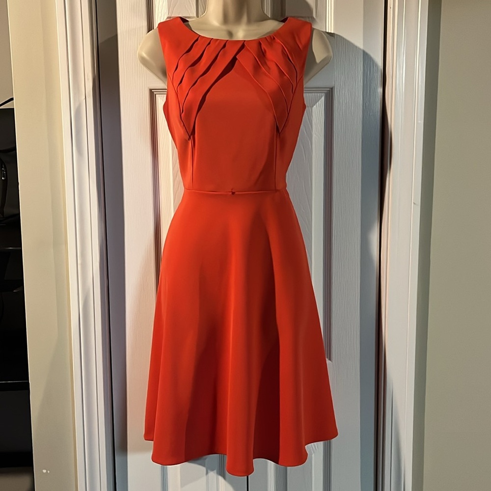 B Design Business Casual Orange Dress Women’s Size 6 Demure Office Flare Party